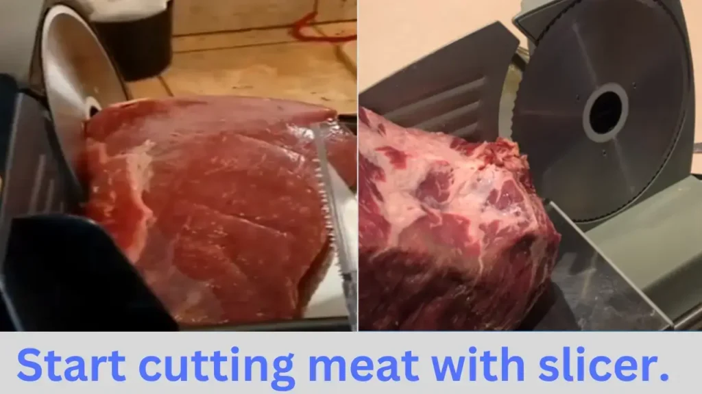 meat cutting in slicer